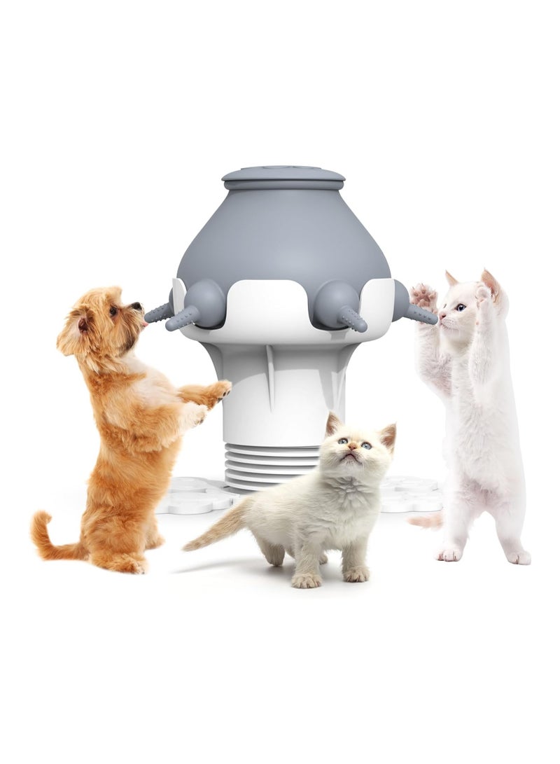 Pet Milk Feeder 300ml Nursing Silicone Bottles Adjustable Height Puppy with 5 for Dogs Cats Rabbits Grey - Image 1