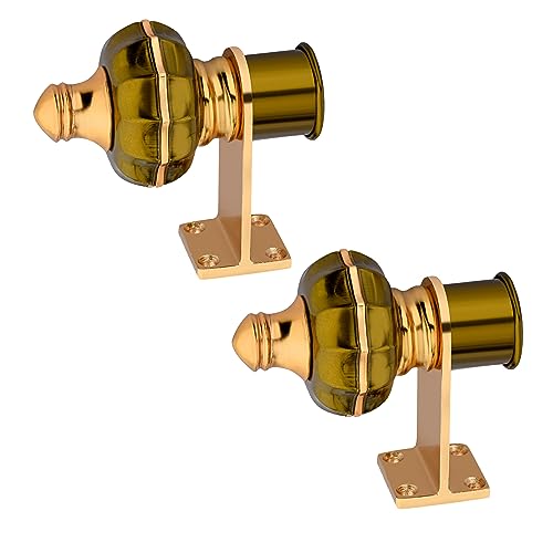 GHAR DWAR Curtain Bracket Parda Holder Aluminium with Support 1 Inch Rod Pocket Finials Door and Window Rod Support for Window & Door Curtain Fitting (Pack of 1, Green) - Image 1