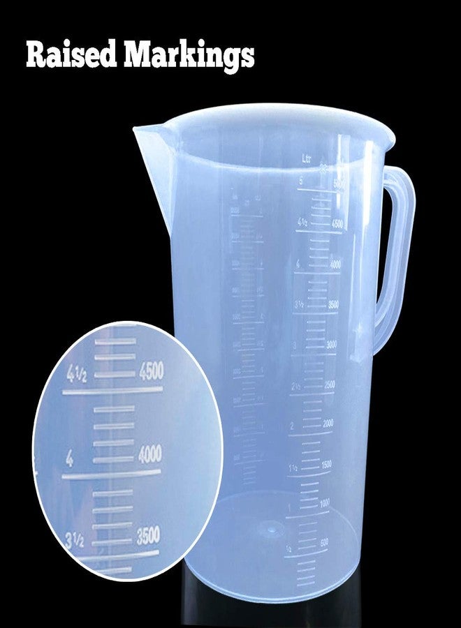 Kalevel Plastic Beaker 5000ml with Handle Graduated Measuring Cup Clear Lab Kitchen Measuring Pitcher Liquid Polypropylene Measuring Cup with Pour Spout (5000ml) - Image 2