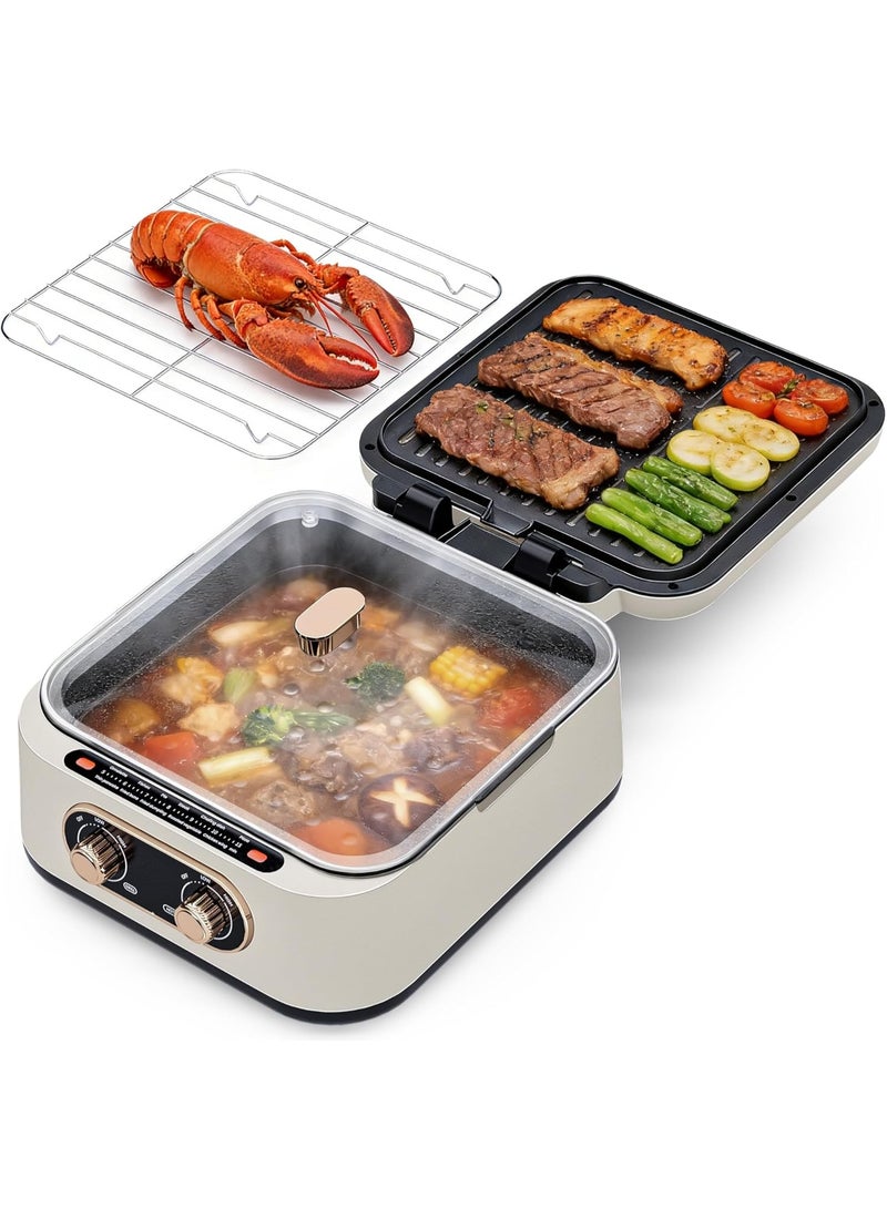 Electric Grill & Cooking Pot 10-in-1 – 1500W Double Flame Heating Tube – Non-Stick Coating with Antibacterial Liner – Large 3L Multifunction Cooker – Ideal for Family Meals - Image 1