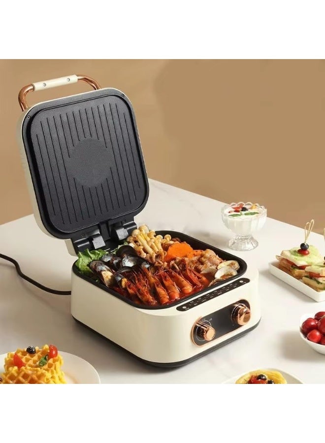 Electric Grill & Cooking Pot 10-in-1 – 1500W Double Flame Heating Tube – Non-Stick Coating with Antibacterial Liner – Large 3L Multifunction Cooker – Ideal for Family Meals - Image 2