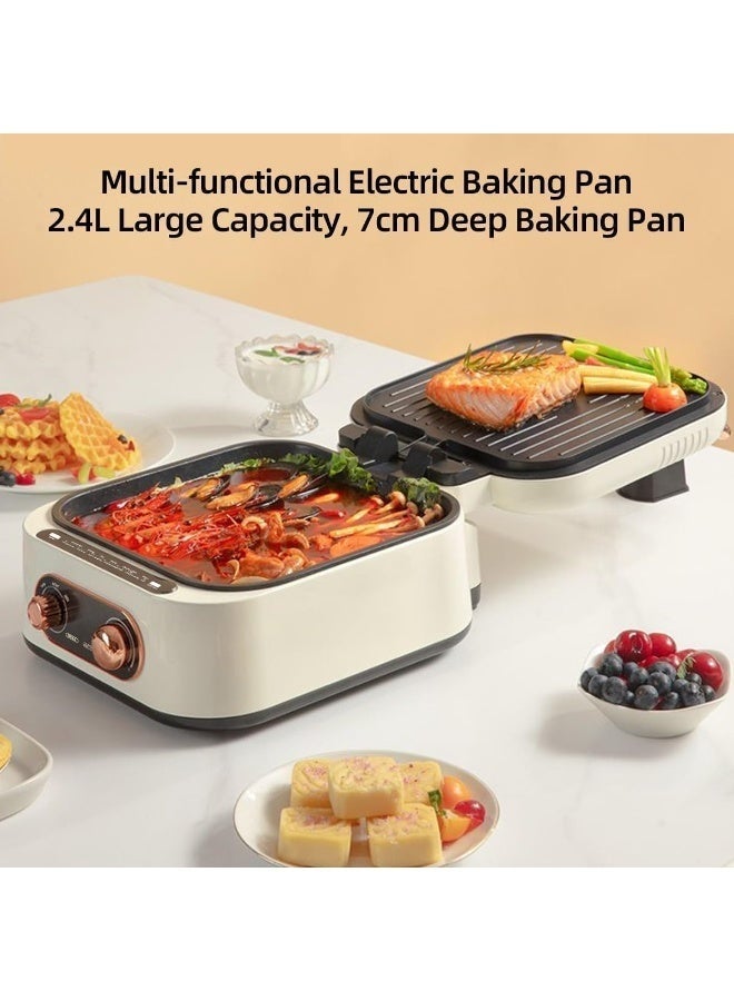 Electric Grill & Cooking Pot 10-in-1 – 1500W Double Flame Heating Tube – Non-Stick Coating with Antibacterial Liner – Large 3L Multifunction Cooker – Ideal for Family Meals - Image 5