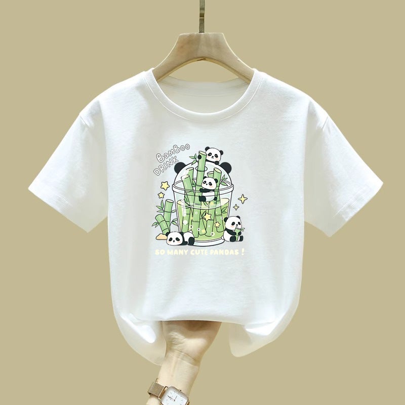 2355# Girls Short-Sleeved T-Shirt Cotton Summer Middle And Large Children'S Design Sense Niche Children'S Half-Sleeved Top - Image 2