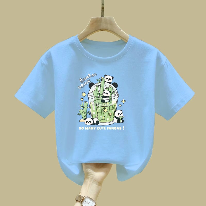 2355# Girls Short-Sleeved T-Shirt Cotton Summer Middle And Large Children'S Design Sense Niche Children'S Half-Sleeved Top - Image 3