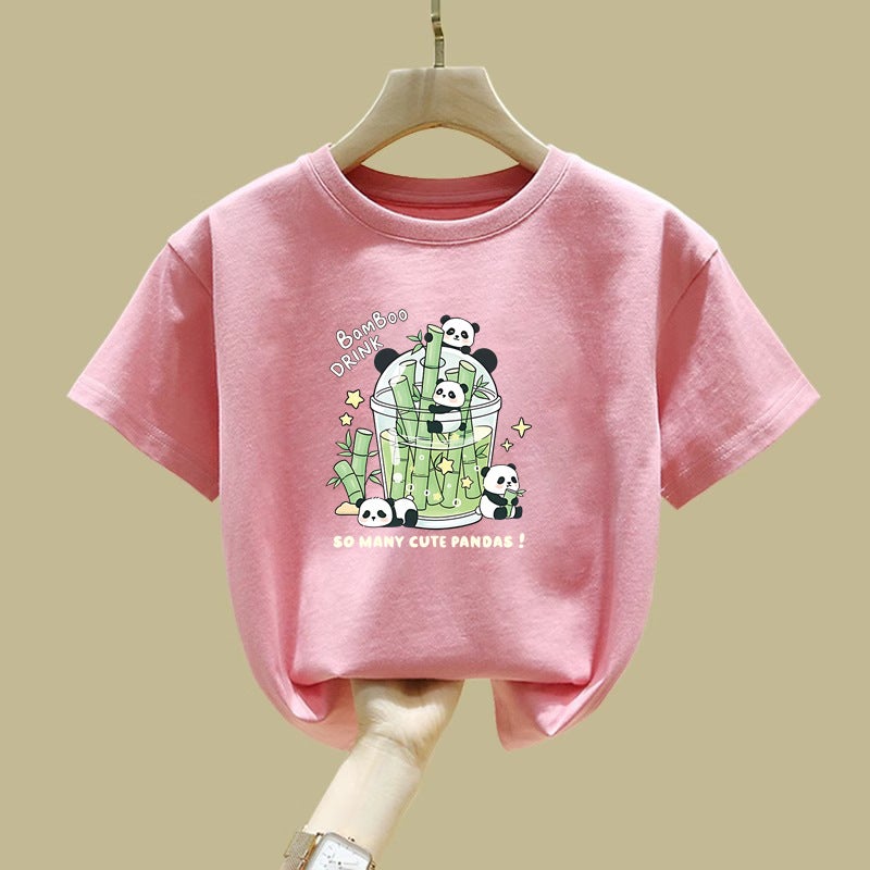 2355# Girls Short-Sleeved T-Shirt Cotton Summer Middle And Large Children'S Design Sense Niche Children'S Half-Sleeved Top - Image 4