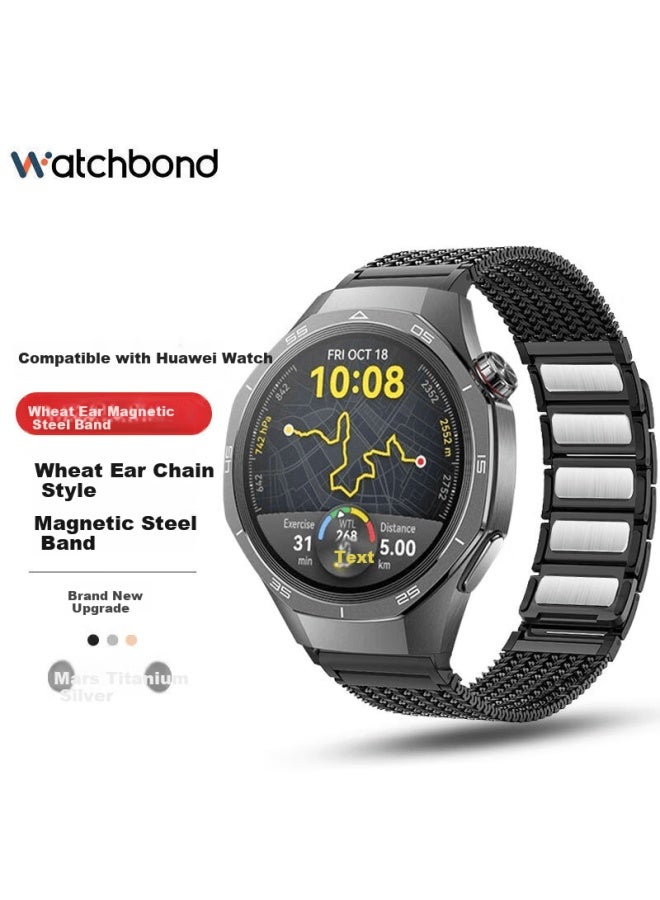 Watchbond Metal Wheat Ear Strap For Huawei Watch Gt5/gt5 Pro, Gt4 Magnetic Watch4 Pro Porsche Steel Band, Watch4 Woven 3 Pro New Sport Men's Strap