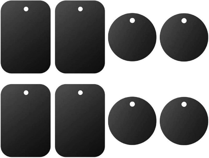 DSTELIN Universal Metal Plate 8 Pack for Magnetic Phone Car Mount Holder Cradle with Adhesive (Compatible with Magnetic Mounts) - 4 Rectangle and 4 Round, Black - Image 1