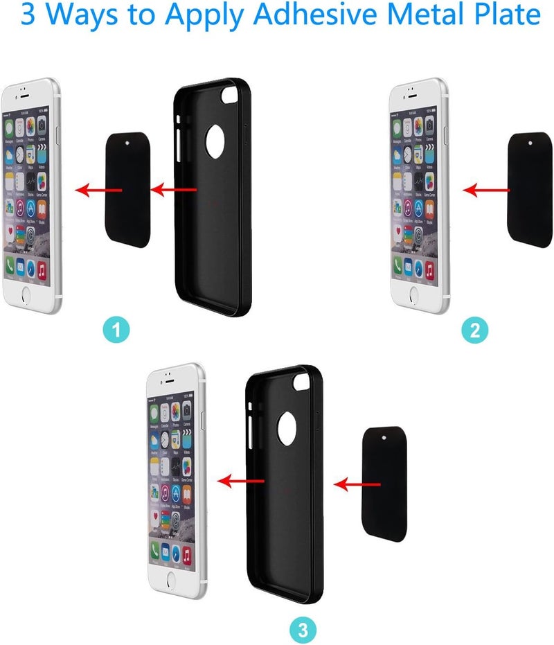 DSTELIN Universal Metal Plate 8 Pack for Magnetic Phone Car Mount Holder Cradle with Adhesive (Compatible with Magnetic Mounts) - 4 Rectangle and 4 Round, Black - Image 3