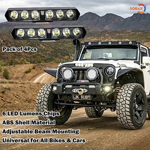 SORAX 6 LED Light Bar 36W 6500K Super Bright Spot Work Light Pods Single Row Off Road Driving Light Fog Light Waterproof Bike SUV Car Truck12V (4PCS) - Image 3