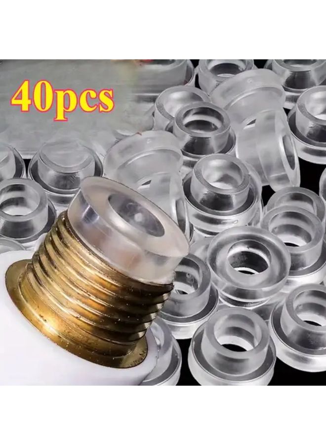 40pcs Transparent Heavy Duty Leak Proof Faucet Sealing Washers Plastic Pipe Gaskets with Internal External Threaded Ring For Plumbing Repair Sinks Showers Toilets Bathtubs Compatible With PVC CPVC - Image 3