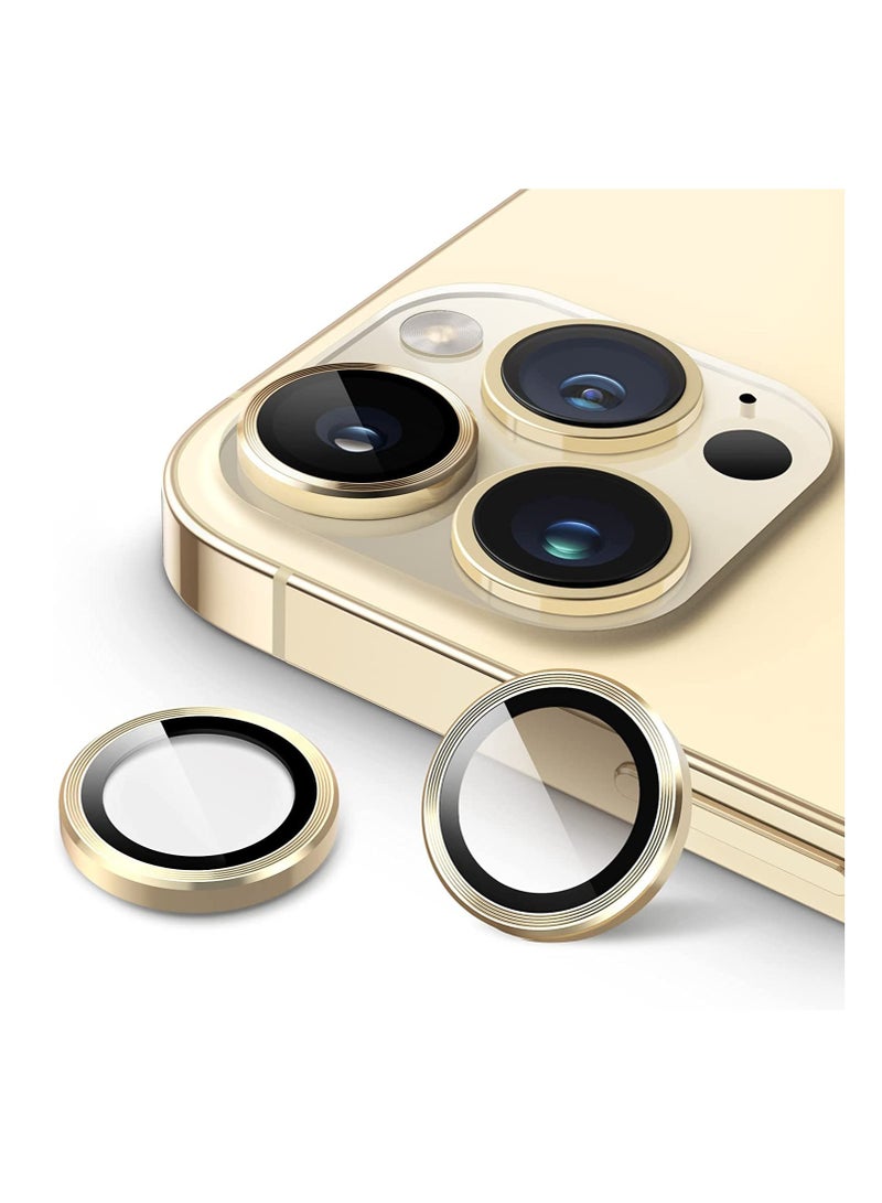 ELTRAZONE Camera Lens Protector for iPhone 14 Pro 6.1-Inch and iPhone 14 Pro Max 6.7-Inch, 9H Tempered Glass Metal Individual Ring Cover, HD Clear, 3-Pack (Gold) - Image 1