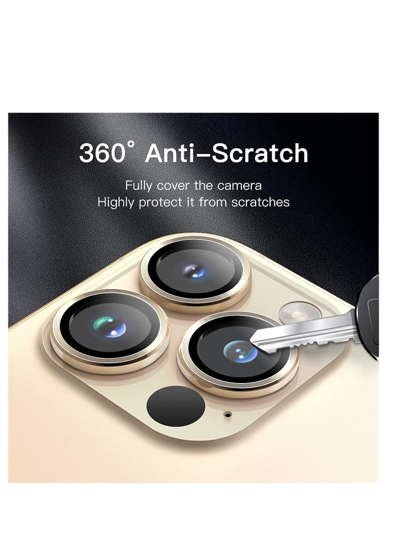 ELTRAZONE Camera Lens Protector for iPhone 14 Pro 6.1-Inch and iPhone 14 Pro Max 6.7-Inch, 9H Tempered Glass Metal Individual Ring Cover, HD Clear, 3-Pack (Gold) - Image 4
