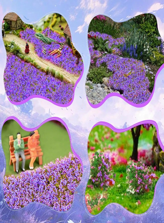 Warmtree Hand Torn Model Grass Tufts Flower Cluster for Miniature Scenery Applicable for N & HO Scale for Train Layouts,Diorama Supplies,and Architectural Models (Purple) - Image 3