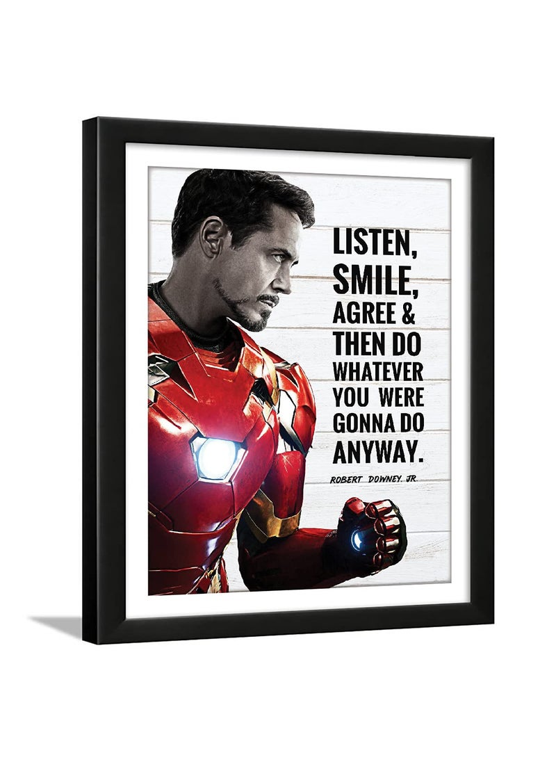 Chaka Chaundh Chaka Chaundh Robert Downey Jr Framed Iron Man with Tony Stark Quotes Poster White 136 x 106 Inches 