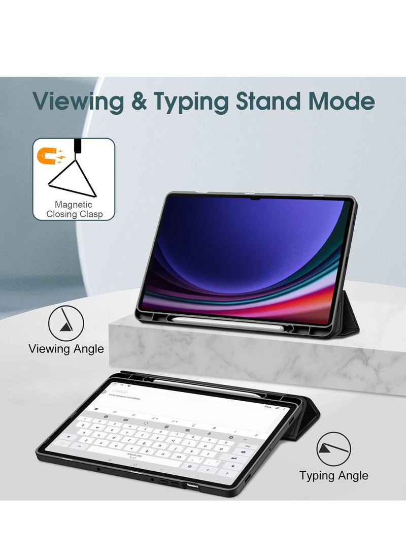 دبليو تيك غطاء حماية ذكي قابل للطي تلقائياً من الجلد لهاتف سامسونج جالاكسي تاب S9 الترا 5G 14.6 بوصة X910، X916B 2023 أسود - Image 3