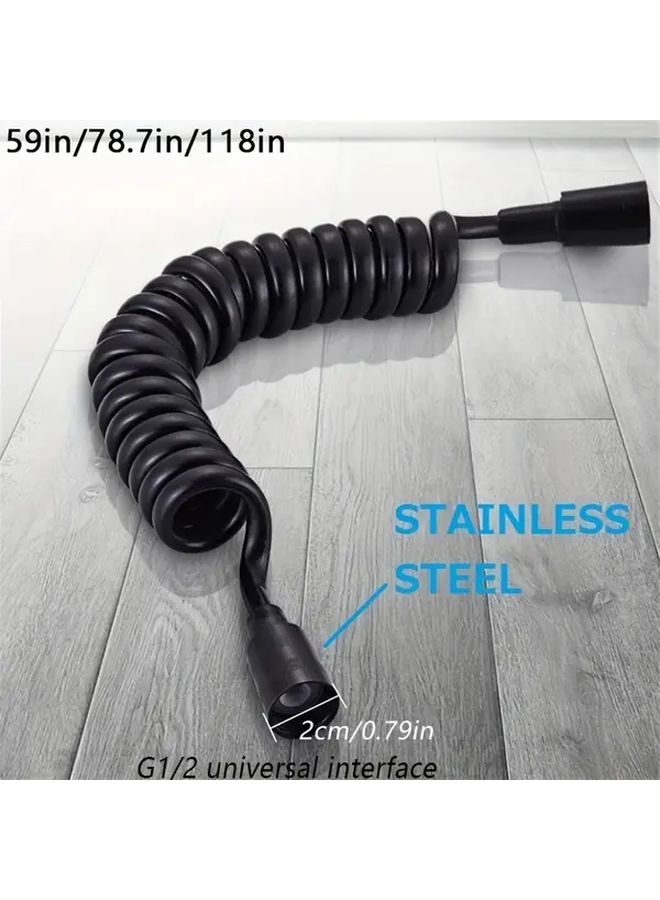 Heavy Duty Retractable Shower Hose 78 74in Quick Connect Leakproof PVC Coiled Design - Image 3