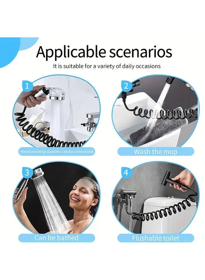 Heavy Duty Retractable Shower Hose 78 74in Quick Connect Leakproof PVC Coiled Design - Image 2