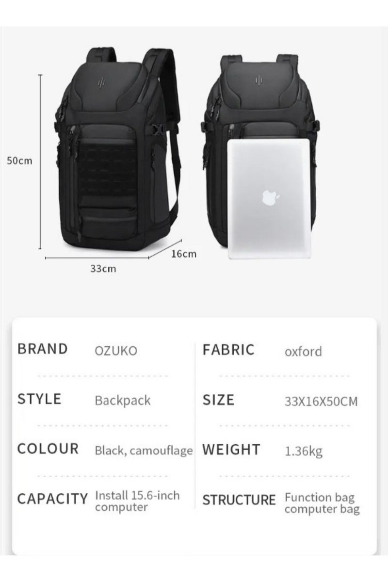 OZUKO 9746 Travel Backpack – Anti-Theft, Waterproof – Business & Outdoor Use for Men, Camo - Image 4