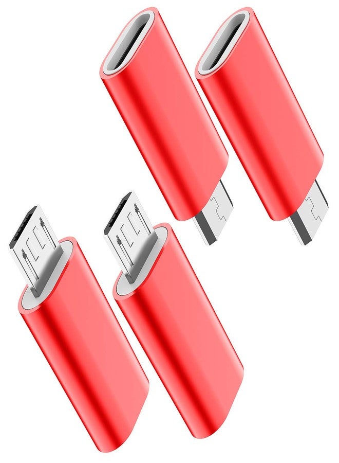 JXMOX USB C to Micro USB Adapter (4-Pack) Type C Female to Micro USB Male Convert Connector Support Charge & Data Sync Compatible with Samsung Galaxy S7/S7 Edge Nexus 5/6 and Micro USB Devices (Red) - Image 1