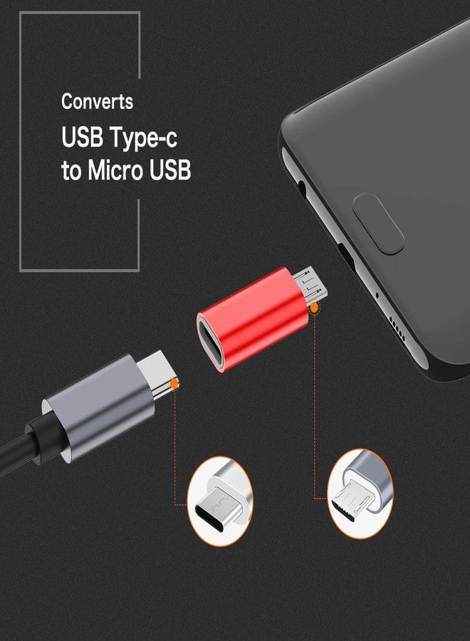 JXMOX USB C to Micro USB Adapter (4-Pack) Type C Female to Micro USB Male Convert Connector Support Charge & Data Sync Compatible with Samsung Galaxy S7/S7 Edge Nexus 5/6 and Micro USB Devices (Red) - Image 3