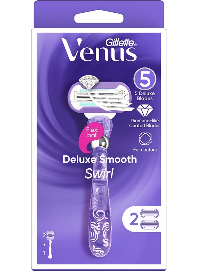 Venus شفرة حلاقة نسائية فينوس إكسترا سموذ سويرل قابلة لإعادة التعبئة: 1 مقبض + 2 شفرات إعادة تعبئة - Image 1