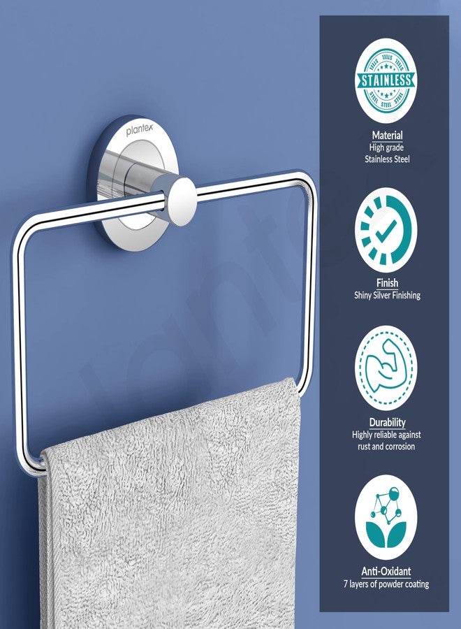 Plantex Stainless Steel Towel Hanger for Wash Basin/Towel Ring/Napkin Holder for Bathroom/Towel Holder/Bathroom Accessories (Chrome - Rectangular) - Image 4