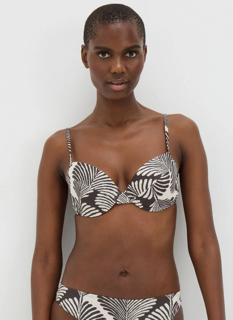 Matalan Black Mono Shell Print Cupped Bikini Top