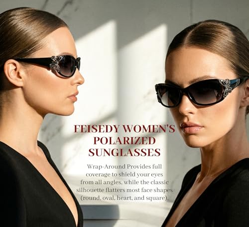 FEISEDY Trendy Polarized Y2K Sunglasses Wrap Around Butterfly Design Fashion Sunnies UV400 Protection B0078 - Image 3