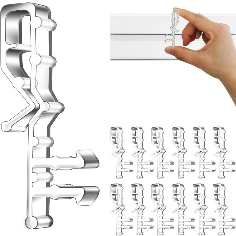 lofrcin Hidden Channel Valance Clips, 2-1/8inch Clear Plastic Valance Clips for The Valance with a Groove in The Back (12pcs) - Image 1