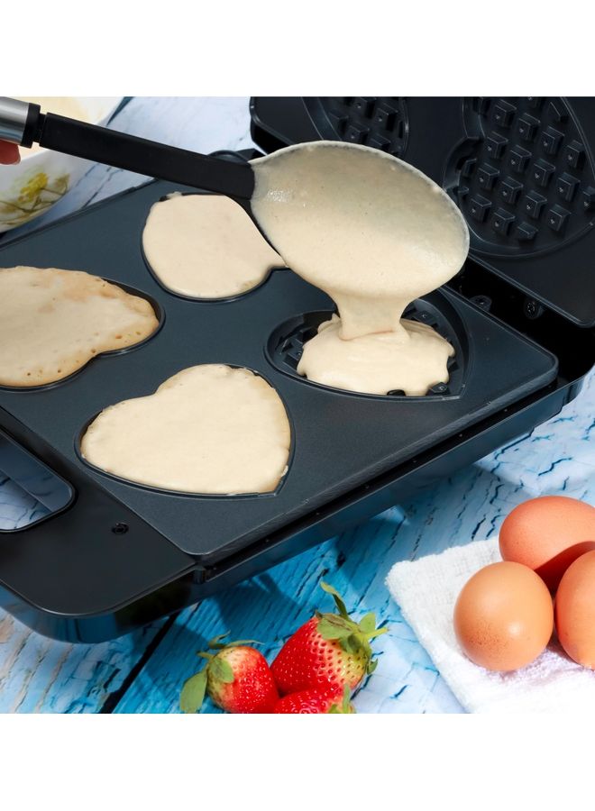 GEEPAS Non-Stick Heart Waffle Maker 4 Slice | Cool Touch Handle | Skid-Resistance Feet 1400 W GWM36543 Silver/Black - Image 4