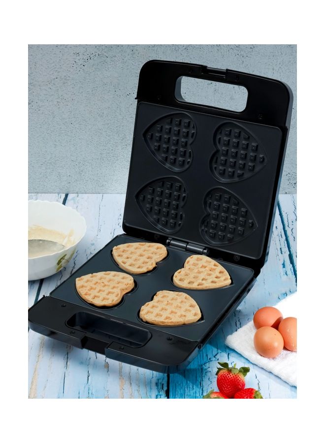 GEEPAS Non-Stick Heart Waffle Maker 4 Slice | Cool Touch Handle | Skid-Resistance Feet 1400 W GWM36543 Silver/Black - Image 2
