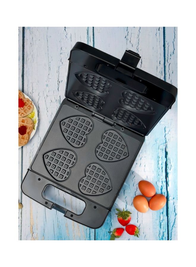 GEEPAS Non-Stick Heart Waffle Maker 4 Slice | Cool Touch Handle | Skid-Resistance Feet 1400 W GWM36543 Silver/Black - Image 3