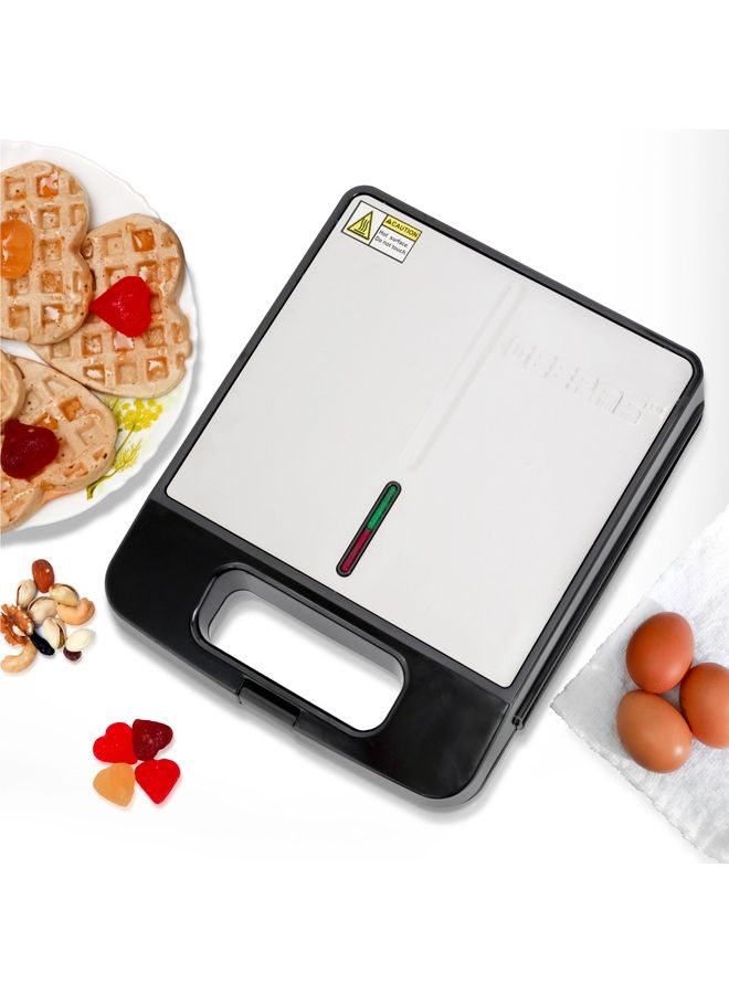 GEEPAS Non-Stick Heart Waffle Maker 4 Slice | Cool Touch Handle | Skid-Resistance Feet 1400 W GWM36543 Silver/Black - Image 5
