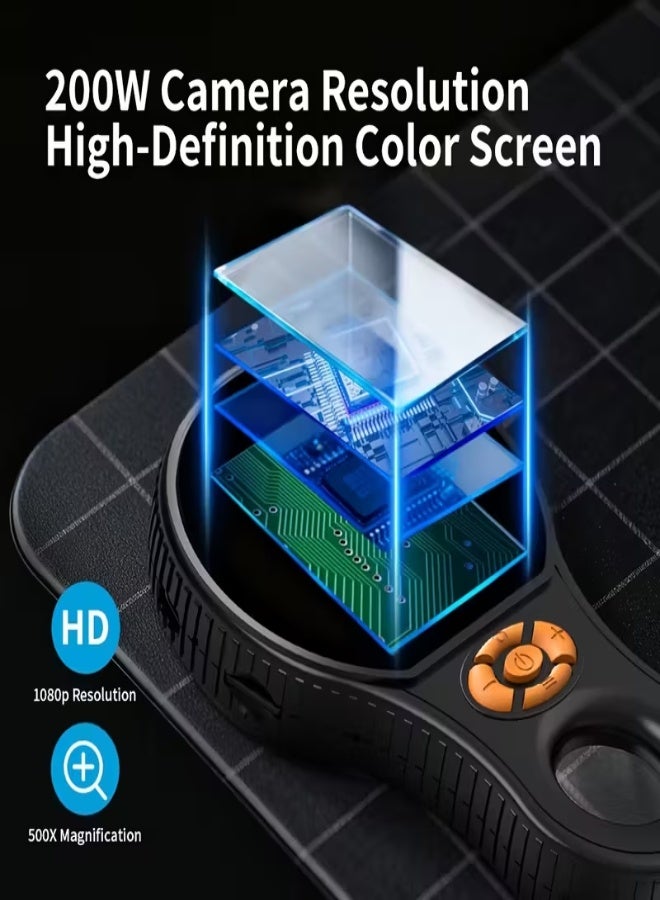 ميكروسكوب رقمي محمول 500X – شاشة ملونة 6.1 سم، كاميرا 200 ميجابكسل، 8 مصابيح LED، بطارية قابلة للشحن، شحن USB – للمراقبة الدقيقة للعملات، المجوهرات، إصلاح لوحات PCB ومراقبة الحشرات - Image 5