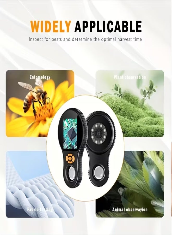 ميكروسكوب رقمي محمول 500X – شاشة ملونة 6.1 سم، كاميرا 200 ميجابكسل، 8 مصابيح LED، بطارية قابلة للشحن، شحن USB – للمراقبة الدقيقة للعملات، المجوهرات، إصلاح لوحات PCB ومراقبة الحشرات - Image 4