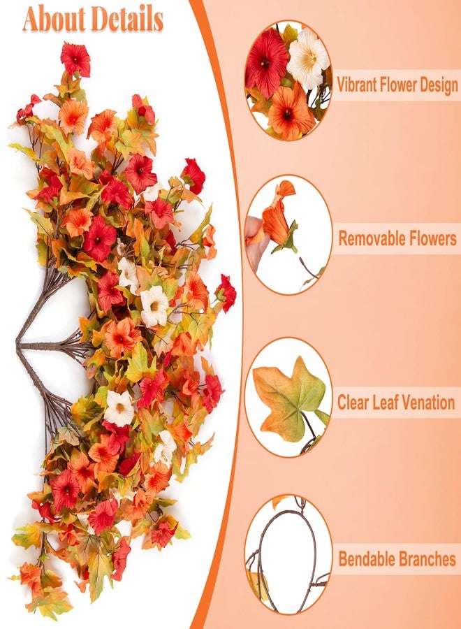 Ammyoo Artificial Fake Fall Flowers with Hanging Basket Plants for Outdoor Autumn Decoration,Silk Faux Flower UV Resistant Petunias for Home Porch Patio Garden Balcony Yard Decor Real Looking(Orange White) - Image 4