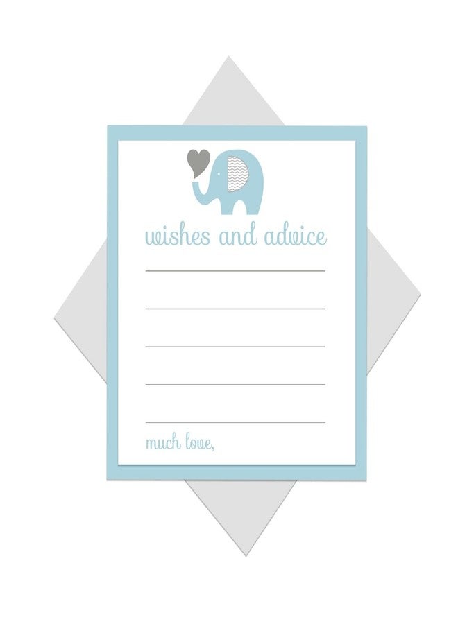 Paper Clever Party Blue Elephant Advice Cards - 25 Pack - Fun Baby Shower Game & Best Wishes for New Parents - Unique Guest Book Alternative for Graduations, Birthdays, and Time Capsules - Image 1