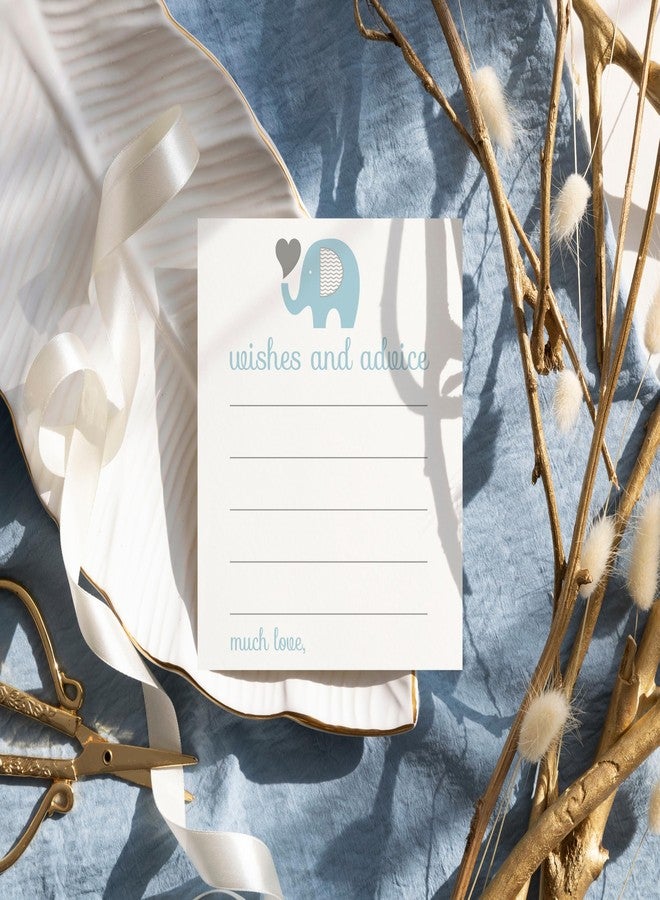 Paper Clever Party Blue Elephant Advice Cards - 25 Pack - Fun Baby Shower Game & Best Wishes for New Parents - Unique Guest Book Alternative for Graduations, Birthdays, and Time Capsules - Image 2