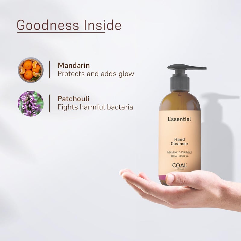 COAL CLEAN BEAUTY COAL Clean Beauty Liquid Hand Wash with Mandarin  Patchouli  Gentle Cleanser for Hands  Deeply Nourishes  Moisturizes  Unisex  All Skin Types  300ml - Image 3