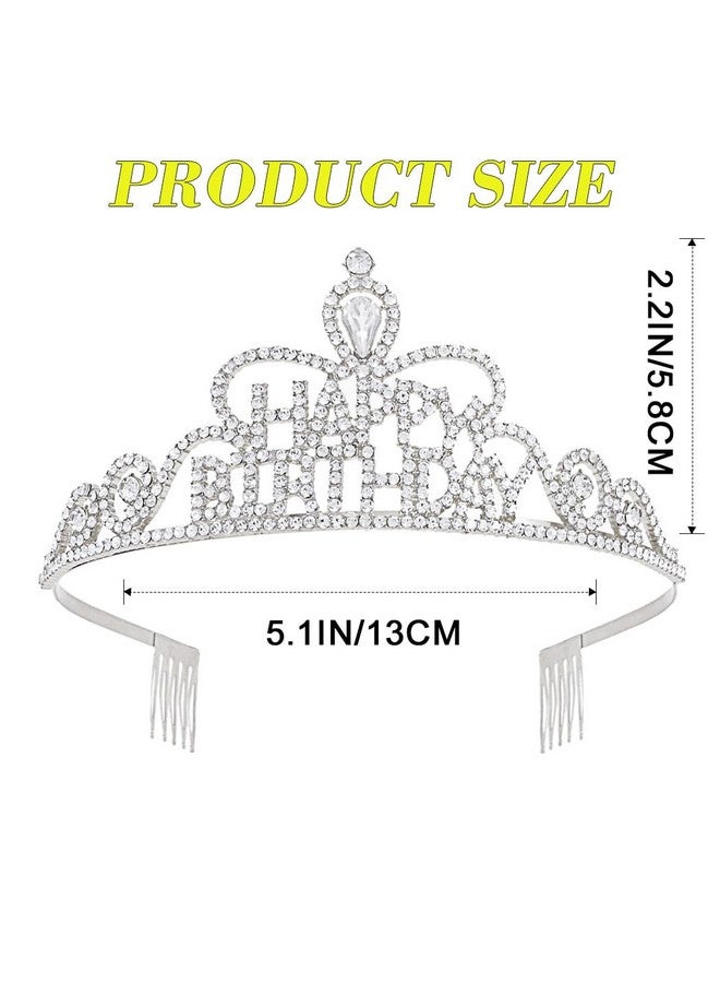 GENBREE Happy Birthday Crown Headband Sparkly Birthday Tiara Princess Party Festival Hair Accessories For Women (Silver, One Size)  - Image 3