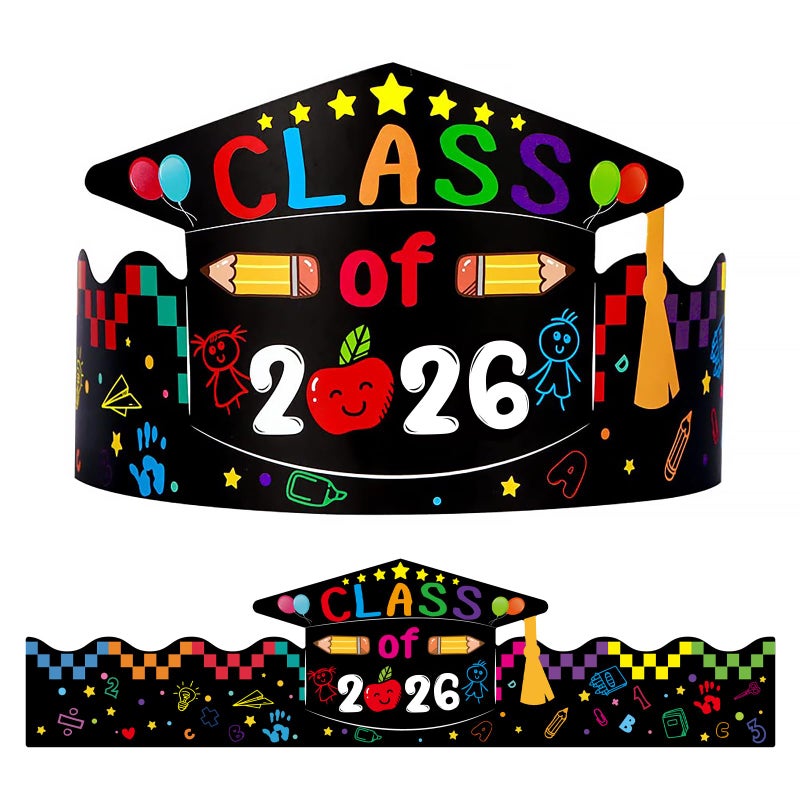 WaaHome Kids Preschool Graduation Paper Cap 202624pcs Adjustable Kindergarten Graduation Hats PreK Grad Headbands for Children Students Party Decorations Gifts - Image 2