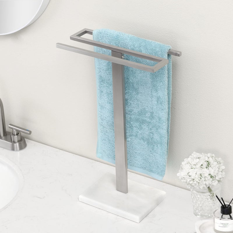 Kes KES Hand Towel Stand with Marble Base SShape Towel Rack Free Standing Hand Towel Holder for Bathroom Countertop SUS304 Stainless Steel Brushed Finish BTH2232 