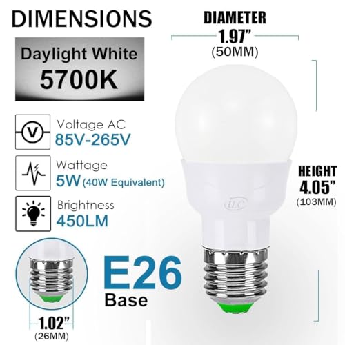 iLC مصباح LED RGB من ILC، يتغير لونه، يعادل 40 واط، ضوء النهار الأبيض، 450 لومن، قابل للتعتيم 5 واط قاعدة لولبية E26 RGBW، مصباح مزاج - 12 خيار لون - تحكم عن بعد بالأشعة تحت الحمراء متضمن (4 عبوات) - Image 5