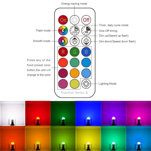 iLC مصباح LED RGB من ILC، يتغير لونه، يعادل 40 واط، ضوء النهار الأبيض، 450 لومن، قابل للتعتيم 5 واط قاعدة لولبية E26 RGBW، مصباح مزاج - 12 خيار لون - تحكم عن بعد بالأشعة تحت الحمراء متضمن (4 عبوات) - Image 4