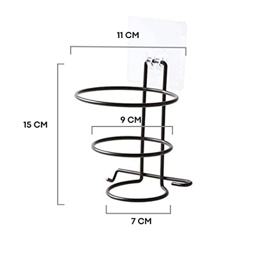 Decorlay Self Adhesive Hair Dryer Holder, Hair Strengthener Holder, Dryer Hanging Stand, Hair Blower Holder Plug Hook (Black) - Image 4