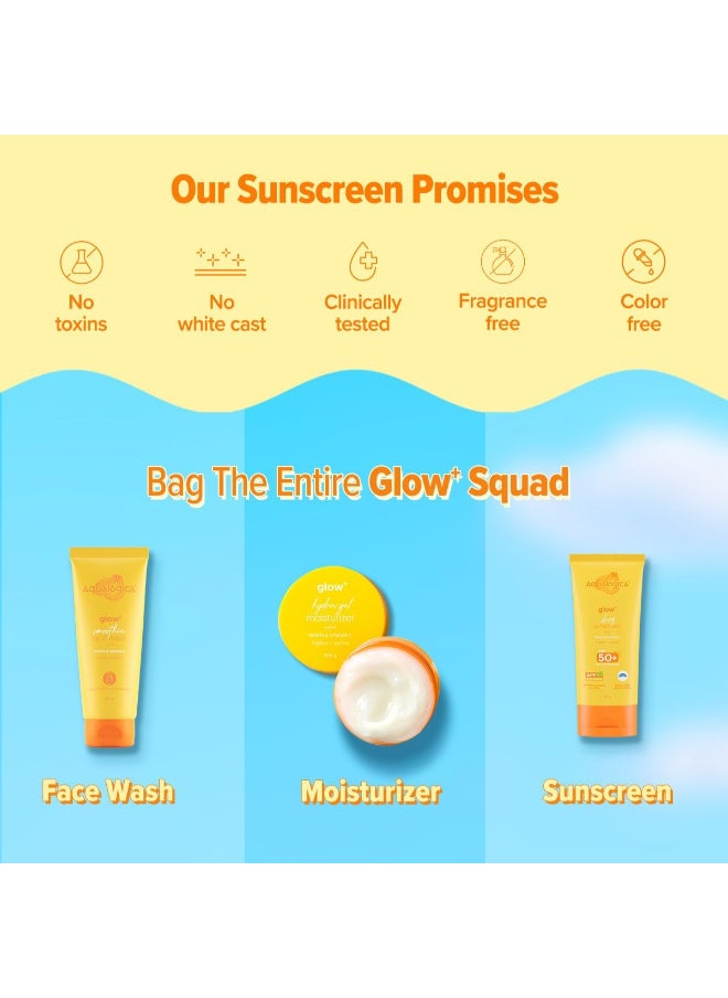 Aqualogica - Aqualogica Glow+ Dewy Lightweight & Hydrating Sunscreen with SPF 50+ & PA++++ for UVA/B & Blue Light Protection & No White Cast for Men & Women -Oily, Combination & Glowing Skin -80g - Image 1