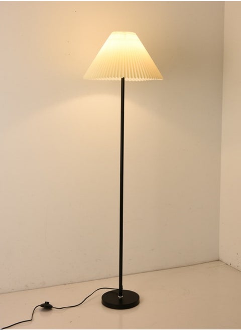 Modern Floor Lamp Soft Lighting Standing Lamp Stylish Minimalist Fabric Round Lamp Shade Three Color Light Lamp with Remote Control Foot Pedal Switch