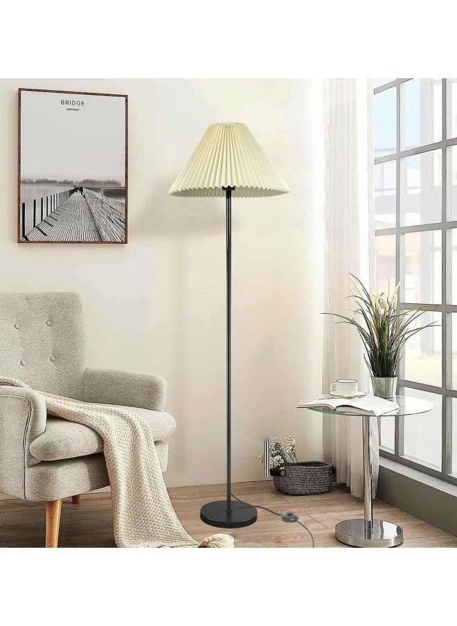 GGEROU - Modern Floor Lamp Soft Lighting Standing Lamp Stylish Minimalist Fabric Round Lamp Shade Three Color Light Lamp with Remote Control Foot Pedal Switch - Image 1