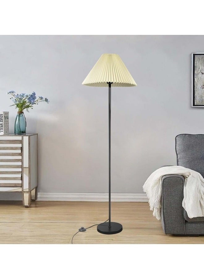 GGEROU - Modern Floor Lamp Soft Lighting Standing Lamp Stylish Minimalist Fabric Round Lamp Shade Three Color Light Lamp with Remote Control Foot Pedal Switch - Image 1
