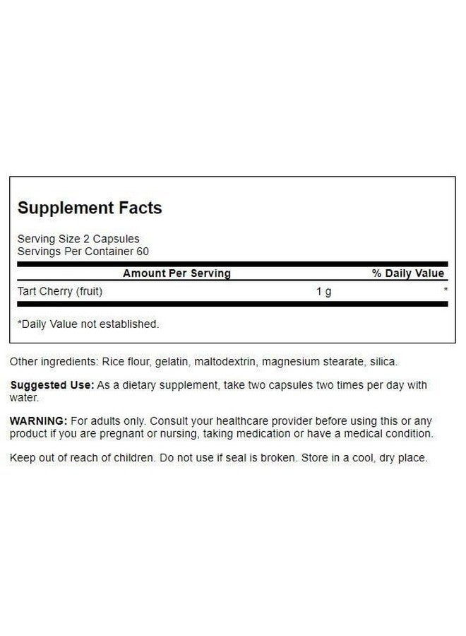 Swanson Tart Cherry 500 Milligrams 120 Capsules - Image 2
